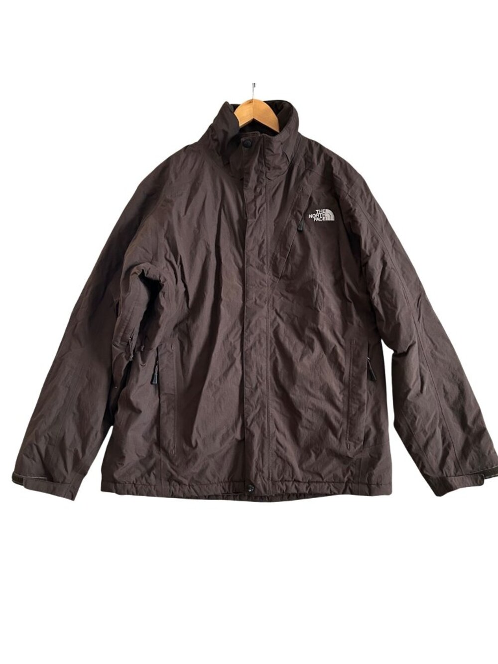 The North Face Mens L Brown HyVent Insulated Jacket Waterproof Full-Zip